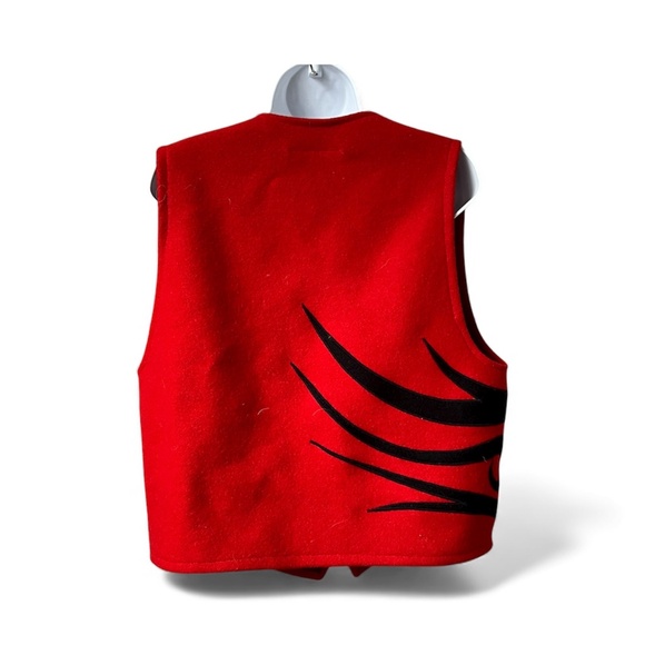 Vest by Karl Harris Design Stolo Nation Canada Red & Black Wool 3 Button Size M - Picture 3 of 6